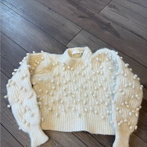 Astr Cream Textured Crew Neck Sweater